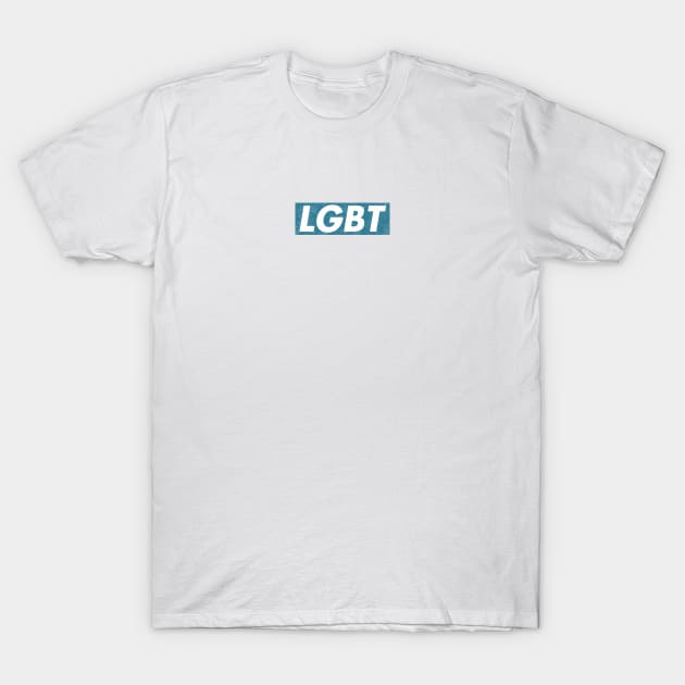 LGBT Blue box logo distressed T-Shirt by PaletteDesigns